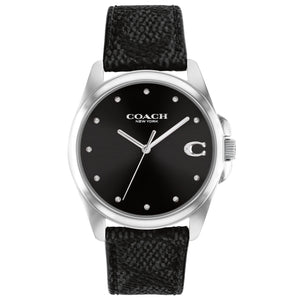 COACH Greyson Black Dial Black Signature Canvas Strap Watch 36mm - 14504112