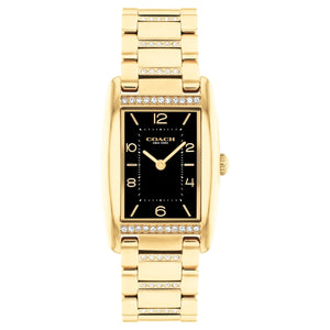 COACH Reese Crystal Black Dial Gold-Tone Bracelet Watch 24mmx35mm - 14504319