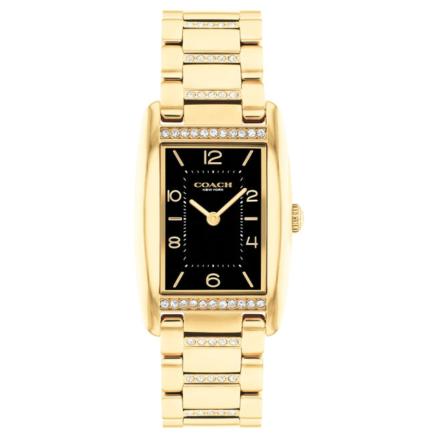 COACH Reese Crystal Black Dial Gold-Tone Bracelet Watch 24mmx35mm - 14504319