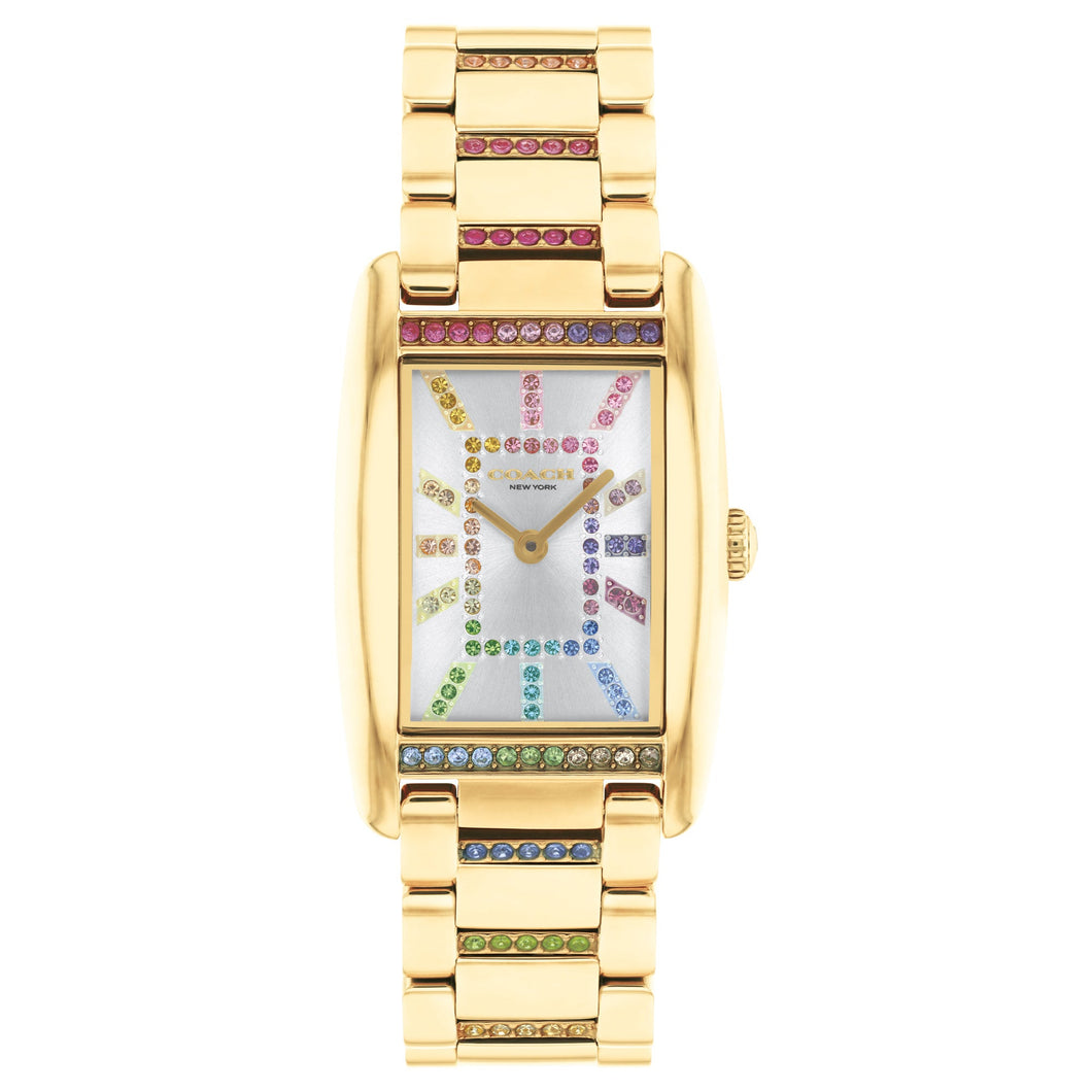 COACH Reese Rainbow Crystal Silver Dial Gold-Tone Bracelet Watch 24mmx35mm - 14504347