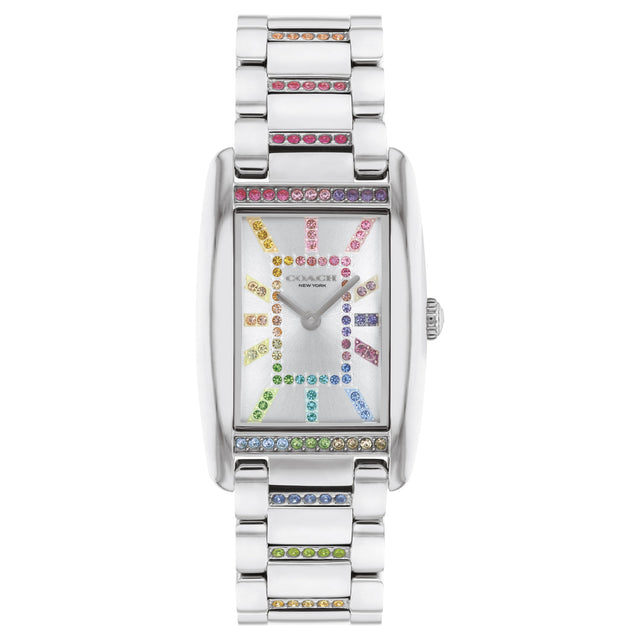 COACH Reese Rainbow Crystal Silver Dial Stainless Steel Bracelet Watch 24mmx35mm - 14504321