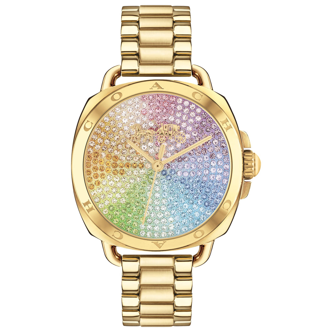 COACH Tatum Multi Color Crystal Accent Yellow Gold-Tone Stainless Steel Watch 34mm - 14504167