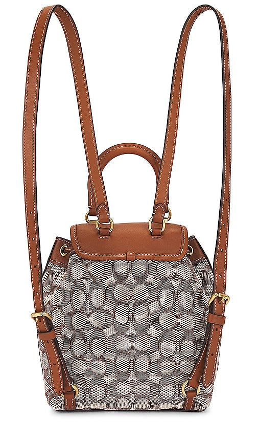 Coach Jacquard Riya Backpack 21 in Cognac