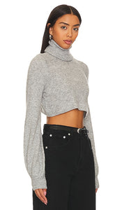 Camila Coelho Cesare Cropped Sweater in Grey