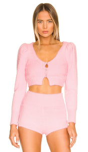 Camila Coelho Genevieve Pearl Cardigan in Pink