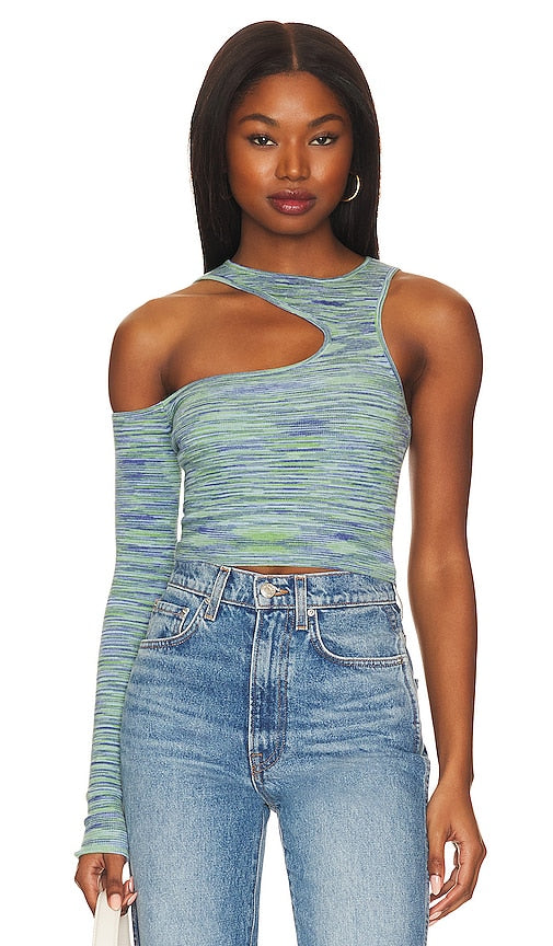 Camila Coelho Aideen Cut Out Knit Top in Blue - Camila Coelho - Haut en tricot découpé Aideen en bleu - Camila Coelho Aideen 蓝色剪裁针织上衣 - Camila Coelho Aideen Cut-Out-Strickoberteil in Blau - Camila Coelho Aideen 컷아웃 니트 탑 블루 색상 - Top in maglia ritagliata Camila Coelho Aideen in blu