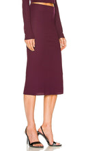 COTTON CITIZEN Melbourne Midi Skirt With Slit in Wine