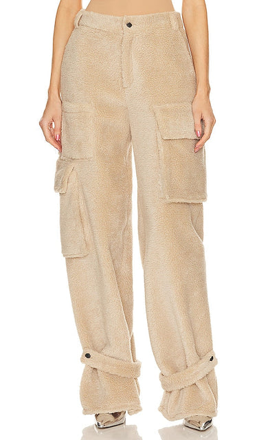 CULTNAKED Fluffy Trousers in Beige - Pantalon duveteux CULTNAKED en beige - CULTNAKED 米色蓬松长裤 - CULTNAKED Flauschige Hose in Beige - CULTNAKED 플러피 팬츠 베이지 색상 - Pantaloni soffici CULTNAKED in beige