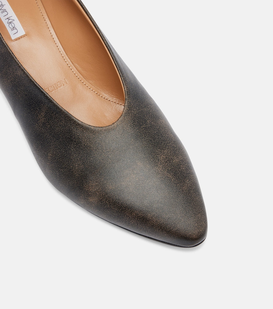 Calvin Klein Collection Bri leather pumps (Black) - Mid Heel Pumps