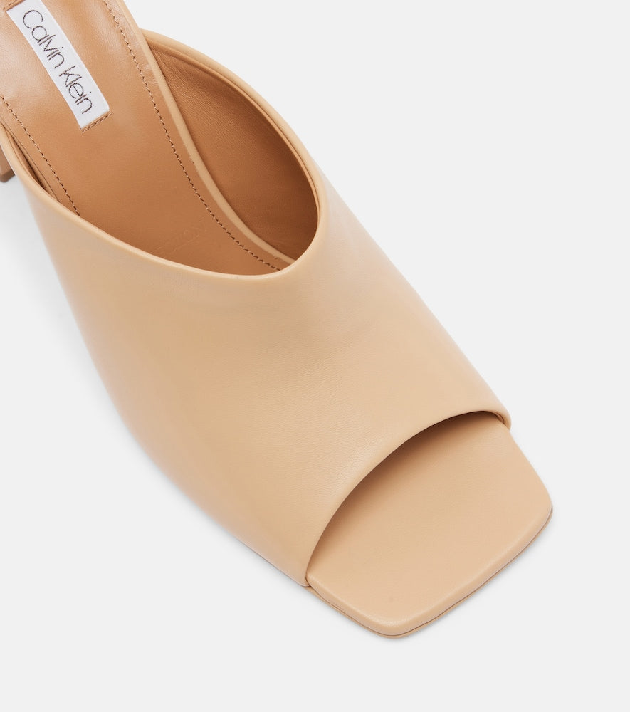 Beige Calvin Klein Collection Palma leather mules - Heeled Sandals