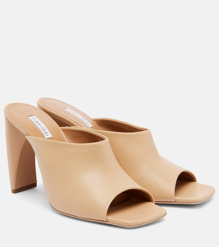 Beige Calvin Klein Collection Palma leather mules - Heeled Sandals