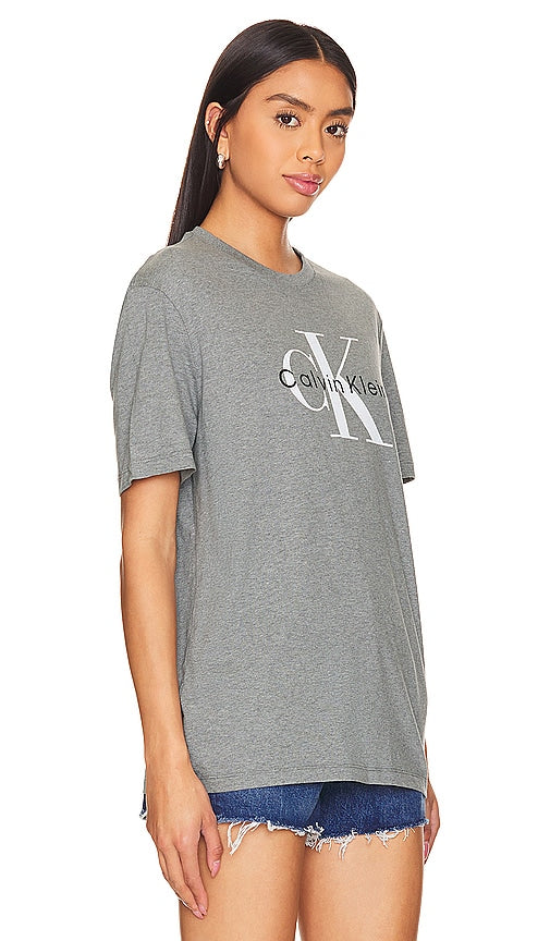 Calvin Klein Mono Logo Tee in Light Grey