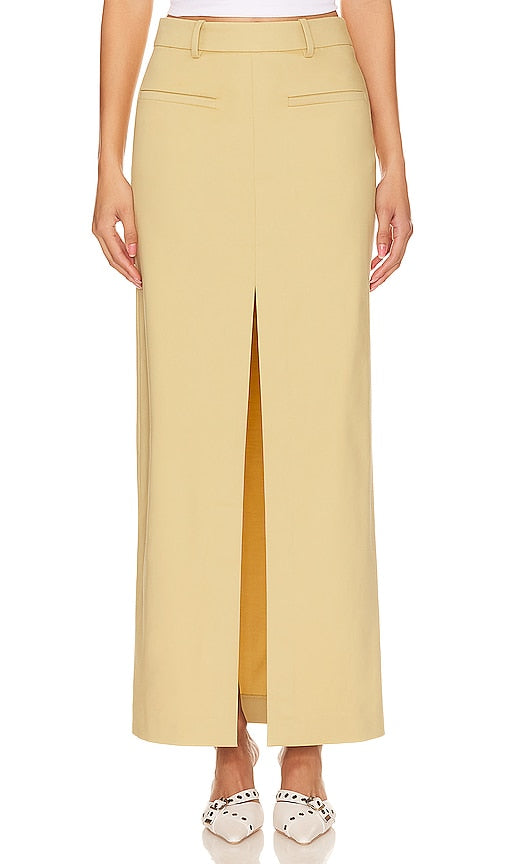 Camila Coelho Abai Maxi Skirt in Tan - Camila Coelho - Jupe longue Abai en beige - Camila Coelho Abai 黄褐色长裙 - Camila Coelho Abai Maxirock in Hellbraun - Camila Coelho Abai 맥시 스커트 - Gonna lunga Camila Coelho Abai color marrone chiaro