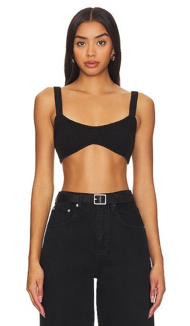 Camila Coelho Adelie Knit Bra in Black - Camila Coelho Soutien-gorge en maille Adelie en noir - Camila Coelho Adelie 黑色针织文胸 - Camila Coelho Adelie Strick-BH in Schwarz - Camila Coelho Adelie 니트 브라블랙 색상 - Reggiseno in maglia Camila Coelho Adelie in nero
