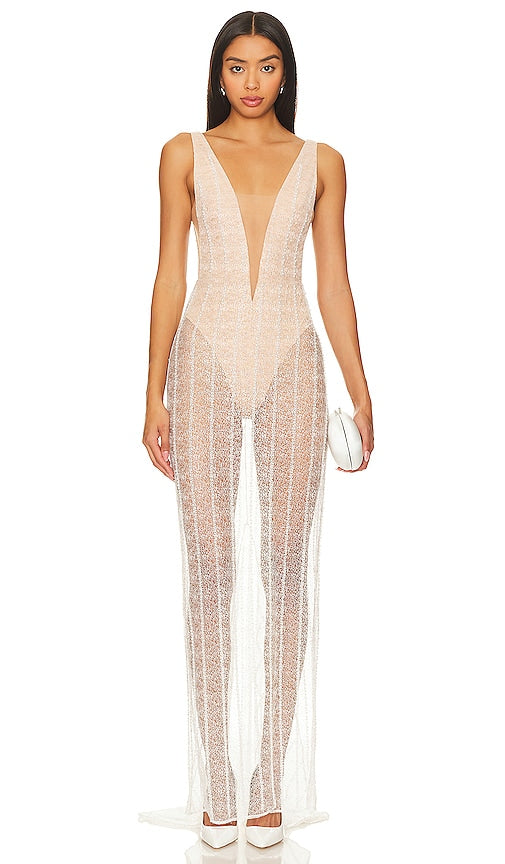 Camila Coelho Brene Gown in White - Robe Camila Coelho Brene en blanc - Camila Coelho Brene 白色礼服 - Camila Coelho Brene Kleid in Weiß - Camila Coelho Brene 가운 화이트 색상 - Abito Camila Coelho Brene in bianco