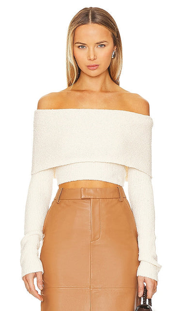 Camila Coelho Elan Off Shoulder Top in Ivory - Camila Coelho - Haut à épaules dénudées Elan en ivoire - Camila Coelho Elan 象牙色露肩上衣 - Camila Coelho Elan Schulterfreies Top in Elfenbein - Camila Coelho Elan 오프 숄더 탑 - Camila Coelho Elan Top con spalle scoperte in avorio