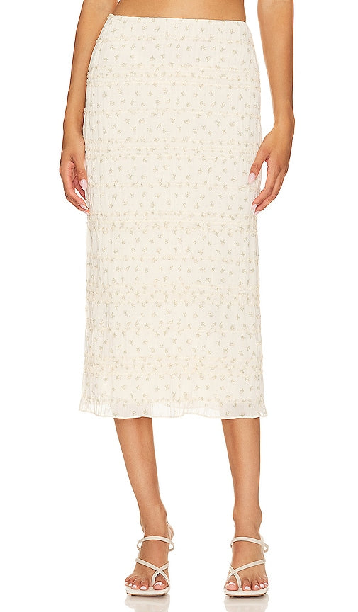 Camila Coelho Marbella Midi Skirt in Ivory - Camila Coelho Jupe mi-longue Marbella en ivoire - Camila Coelho Marbella 象牙色中长半身裙 - Camila Coelho Marbella Midirock in Elfenbein - Camila Coelho Marbella 미디 스커트 - Gonna longuette Camila Coelho Marbella in avorio