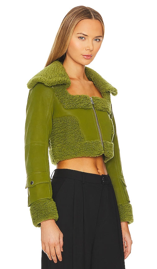 Camila Coelho Odalis Faux Leather Jacket in Green