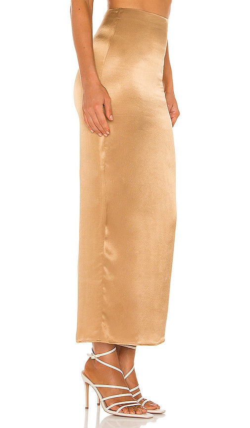 Camila Coelho Selina Maxi Skirt in Metallic Copper