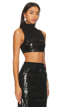 Camila Coelho Venning Sequin Crop Top in Black