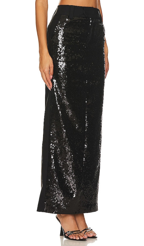 Camila Coelho Venning Sequin Maxi Skirt in Black