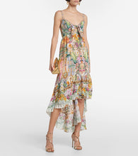 Camilla Asymmetric printed silk midi dress