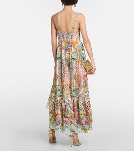 Camilla Asymmetric printed silk midi dress
