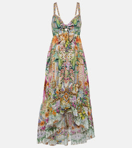 Camilla Asymmetric printed silk midi dress