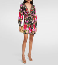Camilla Embellished floral jersey minidress