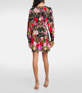 Camilla Embellished floral jersey minidress