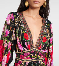 Camilla Embellished floral jersey minidress