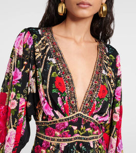 Camilla Embellished floral jersey minidress