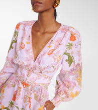 Camilla Embellished floral linen maxi dress