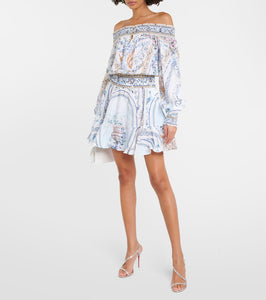 Camilla Embellished floral off-shoulder minidress