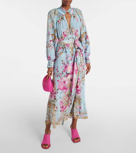 Camilla Embellished floral silk crêpe midi dress