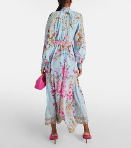 Camilla Embellished floral silk crêpe midi dress