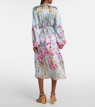 Camilla Embellished floral silk satin robe