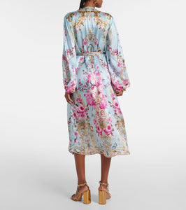 Camilla Embellished floral silk satin robe