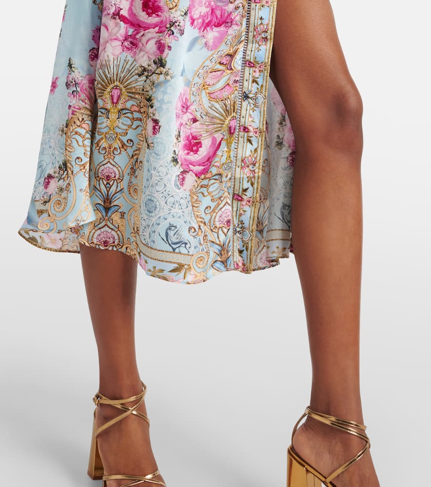 Camilla Embellished floral silk satin robe