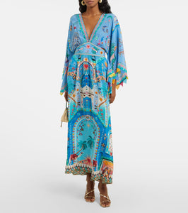 Camilla Embellished printed silk midi dress