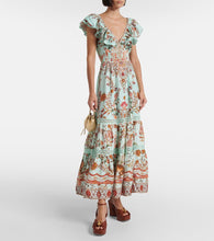 Camilla Floral tiered linen maxi dress