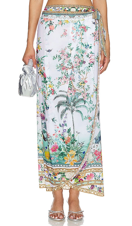 Camilla Long Draped Sarong in Teal - Sarong long drapé Camilla en bleu sarcelle - 卡米拉 (Camilla) 青色长垂褶纱笼 - Camilla Langer drapierter Sarong in Blaugrün - Camilla Long Draped 사롱 틸 소재 - Sarong lungo drappeggiato Camilla in verde acqua