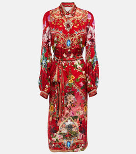 Camilla Printed embellished silk midi dress