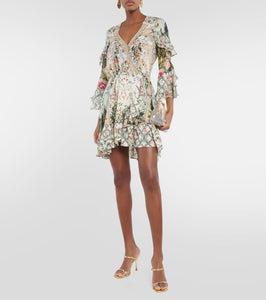Camilla Ruffled floral silk crêpe wrap dress