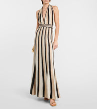 Camilla Striped halterneck knit maxi dress