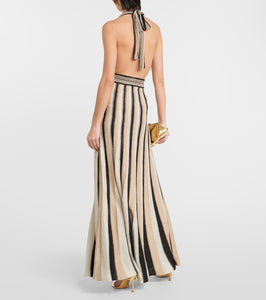 Camilla Striped halterneck knit maxi dress