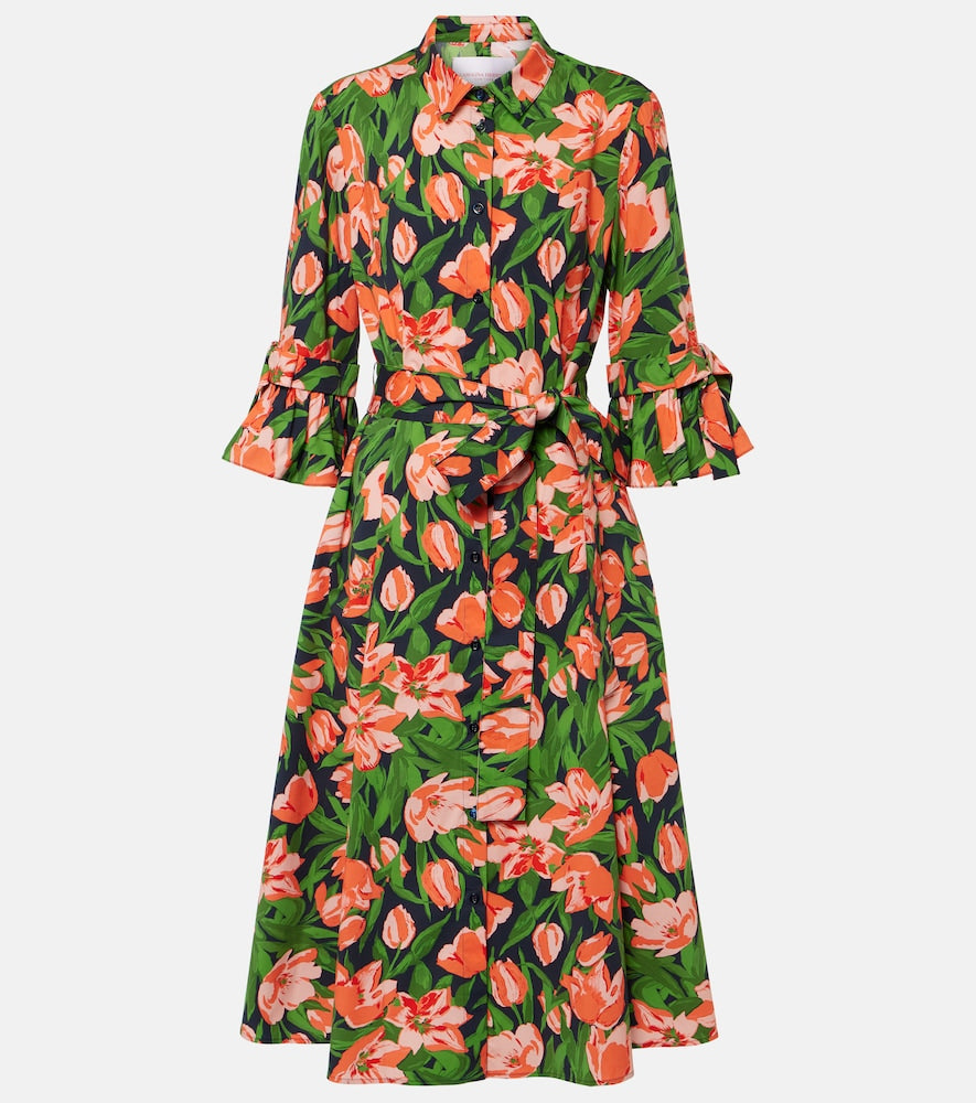 Carolina Herrera Bow-detail cotton-blend shirt dress. Carolina Herrera 蝴蝶结装饰棉混纺衬衫裙