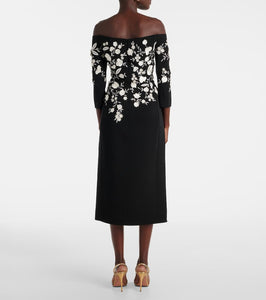 Carolina Herrera Embroidered off-shoulder midi dress