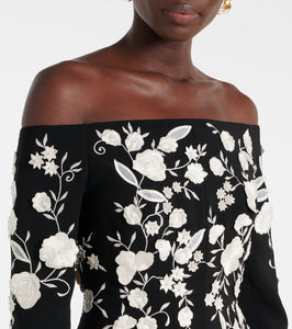 Carolina Herrera Embroidered off-shoulder midi dress