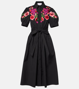 Carolina Herrera Floral embroidered cotton-blend shirt dress